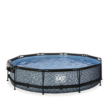 Pool EXIT StonePool Ø360x76cm inkl. filterpump & tak stenutseende