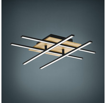 Modern taklampa med träplatta och LED-lampor