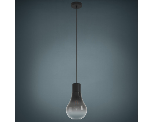 Taklampa EGLO Chasely svart/grå Hängande lampa i form av en glödlampa med sockel och upphängning