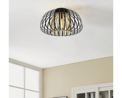 Plafond EGLO Encinitos svart/guld Svart och guldfärgad taklampa med burdesign