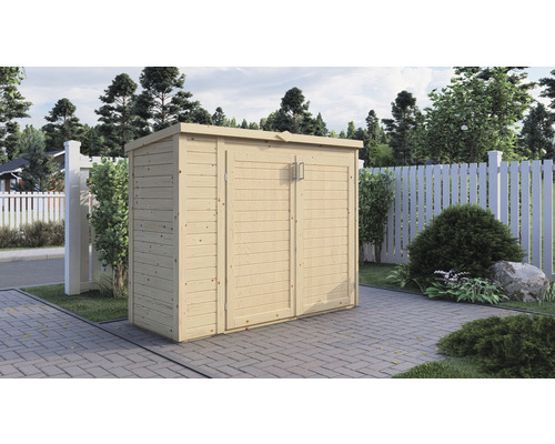 Trädgårdsskjul/Cykelgarage/Soptunneskydd BERTILO Multi-Box 3 200x82x163cm natur Trädgårdsskåp i trä med dubbeldörr utomhus