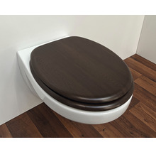 Vägghängd toalett med djupspolning och toalettsits i trä