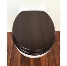 Toalettsits av trä på en toalett