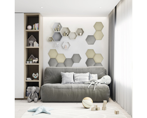 Barnrum med hyllor, soffa och leksaker