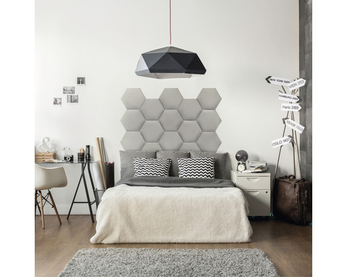 Textilpanel Hexagon grå 29x34cm