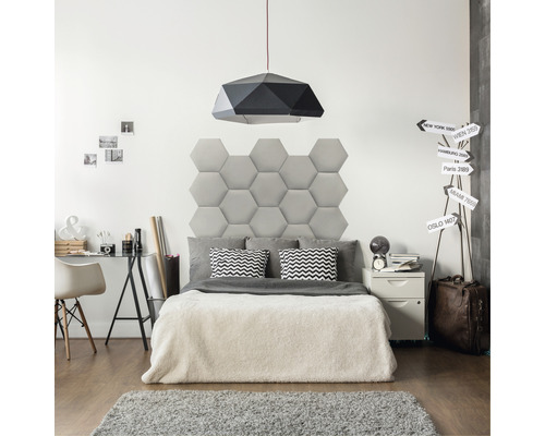 Textilpanel Hexagon grå 29x34cm Textilpanel Hexagon grå 29x34cm