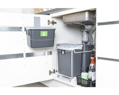 Avfallssorteringssystem för montering i ett köksskåp.