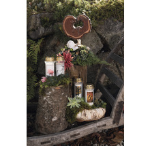 Dekorativa gravljus med blommor och träelement för kyrkogården