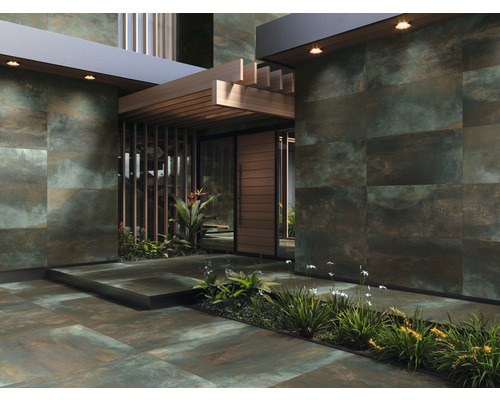 Uteplats med vägg- och golvplattor