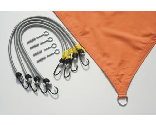 Monteringssats för solsegel med spännband, krokar, skruvar och pluggar plus triangulärt solsegel