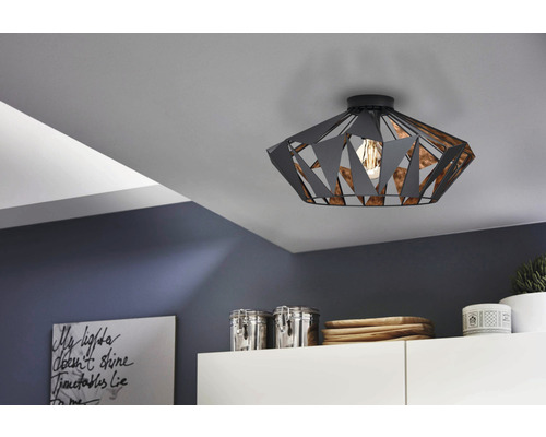 Plafond EGLO Carlton svart/koppar Taklampa med geometrisk design i modernt rum