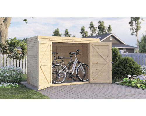 Cykelgarage/trädgårdsskjul BERTILO Fineline 207x103x143cm natur Cykelgarage/trädgårdsskjul BERTILO Fineline 207x103x143cm natur