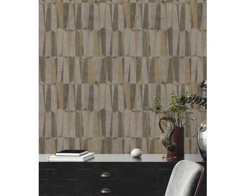 Tapet med geometriskt mönster i trädesign för inomhusbruk