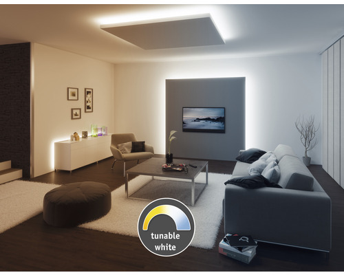 Vardagsrum med LED-belysning och Tunable White-funktion