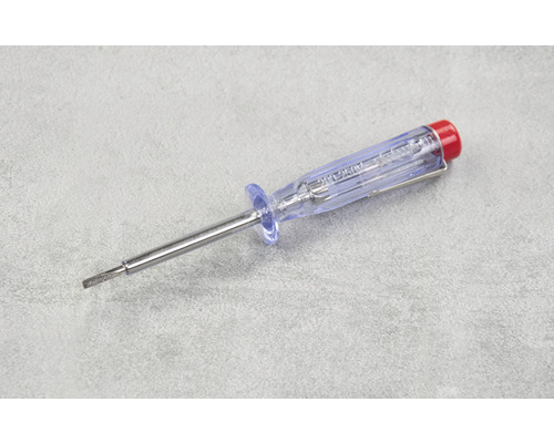 Spänningsprovare med genomskinligt handtag och metallspets