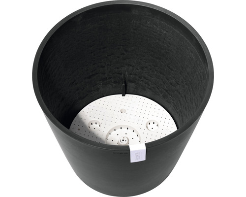 Svart blomkruka med bevattningsinsats