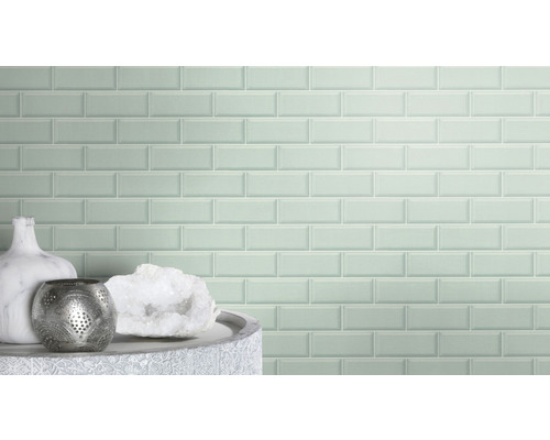 Väggplattor i tunnelbanestil, med dekorativa element