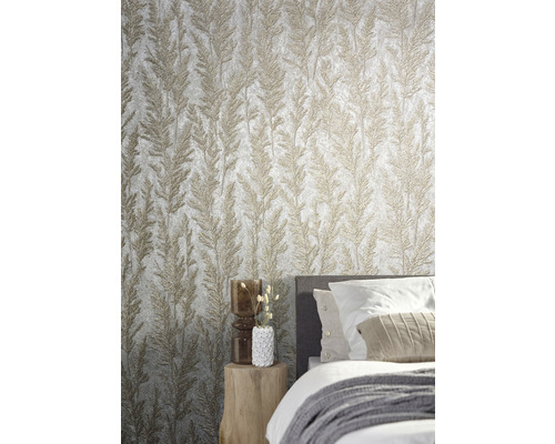 Sovrum med tapet med gräsmotiv