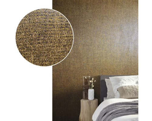 Textiltapet i sovrum med förstorad detaljvy