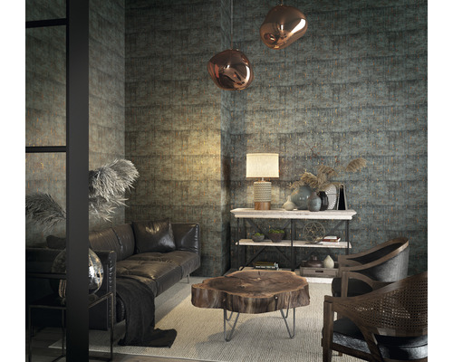 Vardagsrum med soffa, bord och dekoration i modern design