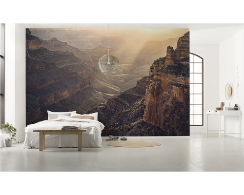 Sovrum med fototapet av ett canyonlandskap