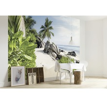 Fototapet med strandmotiv i ett ljust matrum