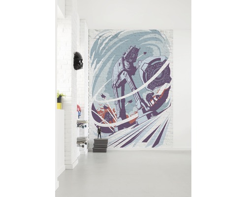Rum med Star Wars väggmålning på tegelvägg