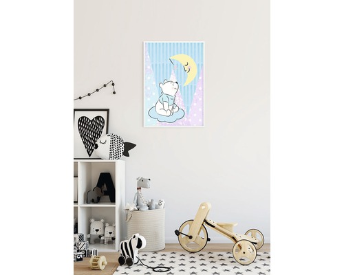 Illustration av en björn och en måne i barnrummet