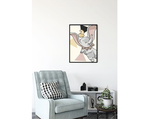 Inramad bild med en illustration av Dumbo, den flygande elefanten