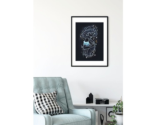 Inramad väggbild med stiliserad Jasmine-figur