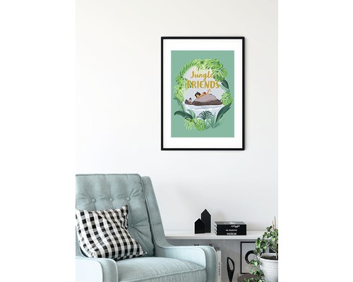 Inramad affisch med djungeltema och texten Djungelvänner