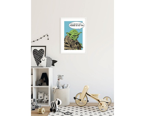 Inrammad Star Wars Yoda-affisch med citatet: Gör det eller gör det inte. Det finns inget försök