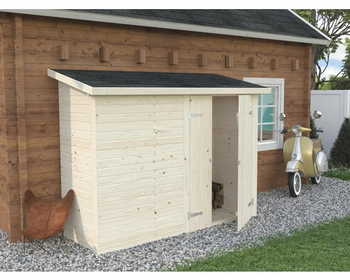 Förråd PALMAKO Leif inkl. golv utan bakvägg 2,2m² 234x95cm natur Förråd PALMAKO Leif inkl. golv utan bakvägg 2,2m² 234x95cm natur