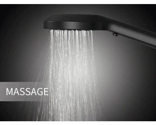 Duschmunstycke med massagefunktion i drift