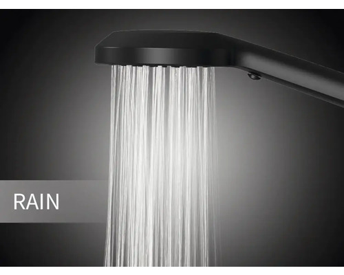 Duschmunstycke med regnstrålefunktion i drift