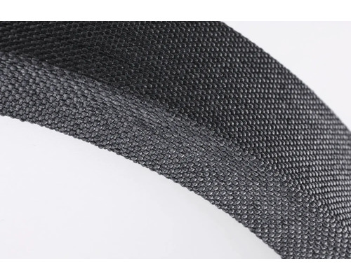 Detaljvy av ett svart textilband