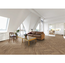 Provbit: Laminatgolv KAINDL MasterFloor Maestro Harlech fiskbensmönstrad ek
