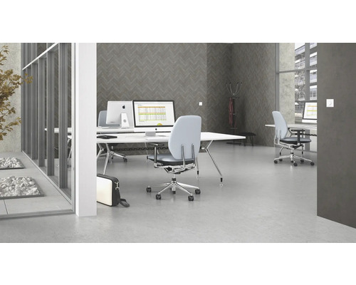 Kontorsrum med skrivbord, kontorsstolar och datorer