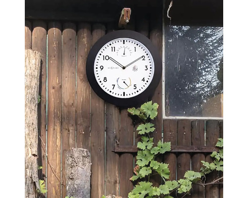 Nextime väggklocka med termometer och hygrometer för utomhusbruk