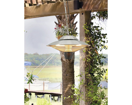 Hängande uteplatsvärmare med kedjeupphängning och ljuselement