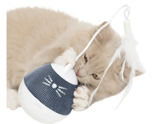 Katt leker med interaktiv kattleksak med fjäder