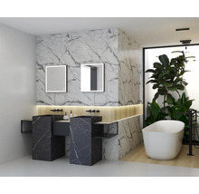 Spegel med belysning CORDIA square line series svart 60x65 cm touchsensor IP44 LED