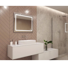Spegel med belysning CORDIA modern line series silver 80x65 cm touchsensor IP44 LED