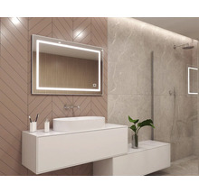 Spegel med belysning CORDIA modern line series silver 100x65 cm touchsensor IP44 LED