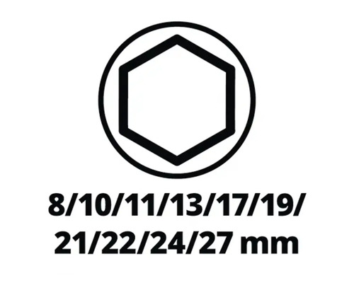 Insexnyckel storleksangivelse 8/10/11/13/17/19/21/22/24/27 millimeter