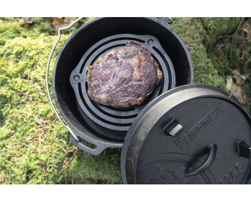 Gjutjärnsgryta med kött och lock från Feuermax