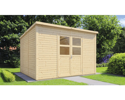Trädgårdsskjul KONSTA Baltrum 2 med golv 9,7m² 337x289cm natur Trädgårdsskjul KONSTA Baltrum 2 med golv 9,7m² 337x289cm natur