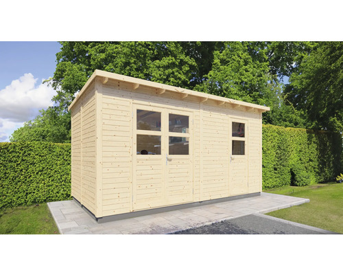 Trädgårdsskjul KONSTA Laisholm 2 med golv 10,5m² 447x234cm natur Trädgårdsskjul KONSTA Laisholm 2 med golv 10,5m² 447x234cm natur