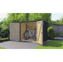 Cykelgarage i trä med cyklar