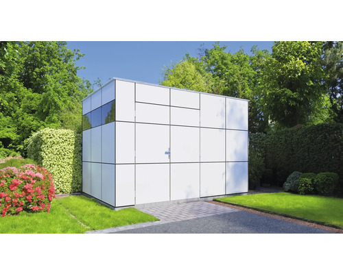 Trädgårdsskjul BERTILO Design 2 laminat 7,9m² 345×228cm antracit/vit